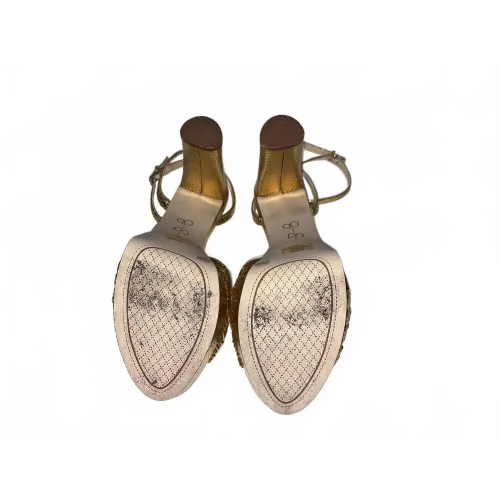 Jessica Simpson Gold Metallic Snake Platform Sandals Size 8.5M - Picture 7 of 7